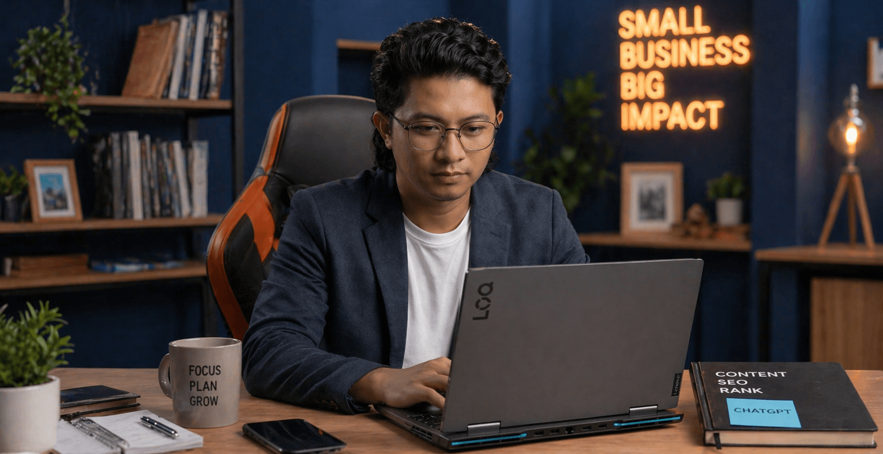 Local SME owner reviewing website updates to rank on ChatGPT fast